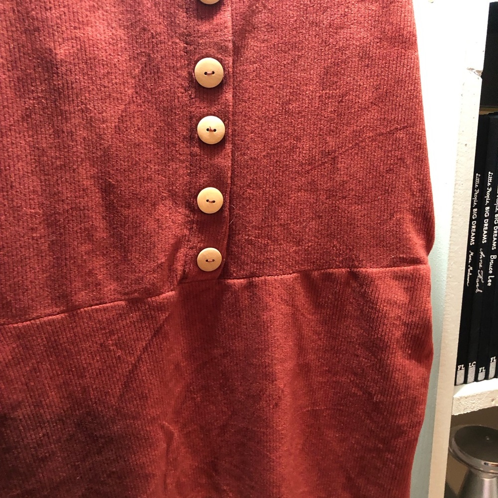 Ardene Rust Button-Front Mini Dress - Picture 2 of 7